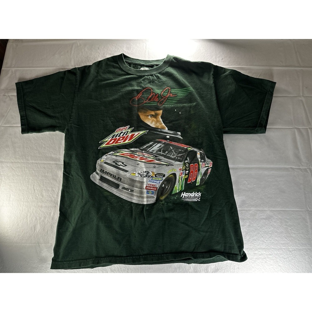 Dale Jr Chase Authentics Shirt Mens Medium Green Mt‎ Dew Nascar Tee